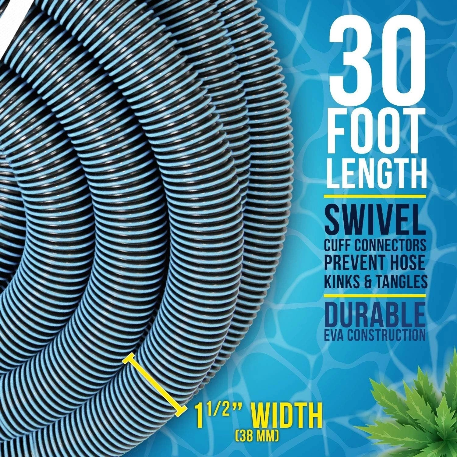 Pool Vacuum Hose – 1-1/2&Prime; x 30&prime; Professional Heavy Duty Pool Hose for Ingroun…