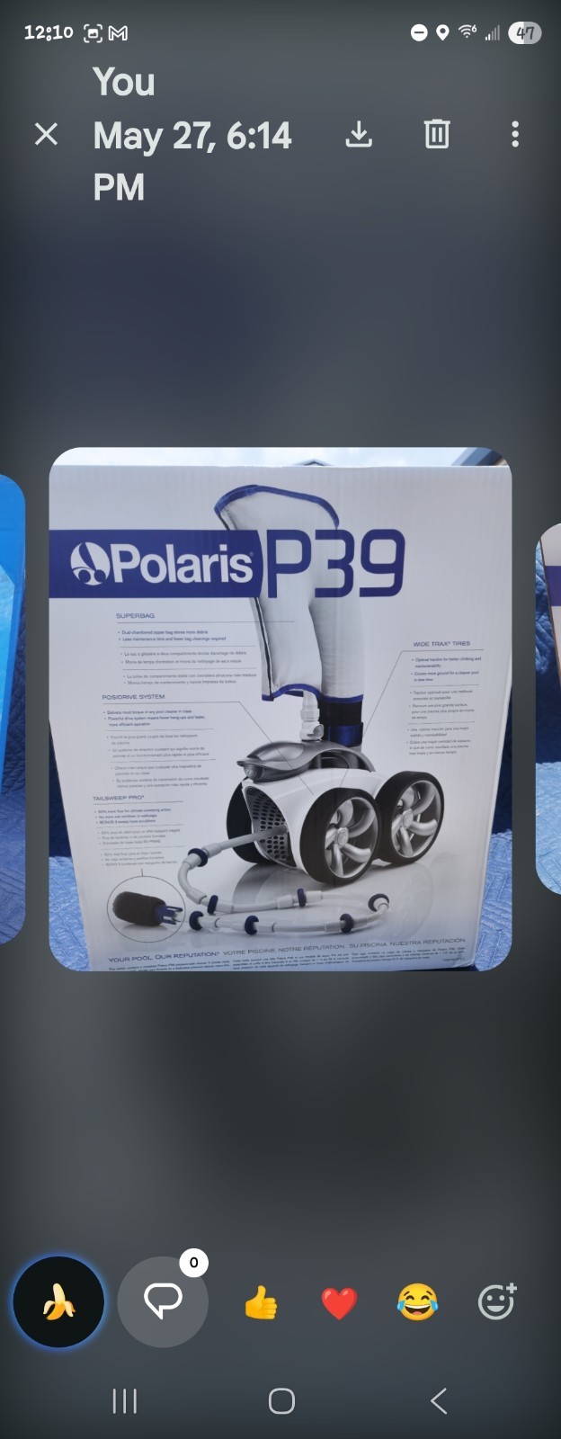 Polaris P39 Pressure Side Pool Cleaner – All Wheel Drive – TailSweep PRO – Dual