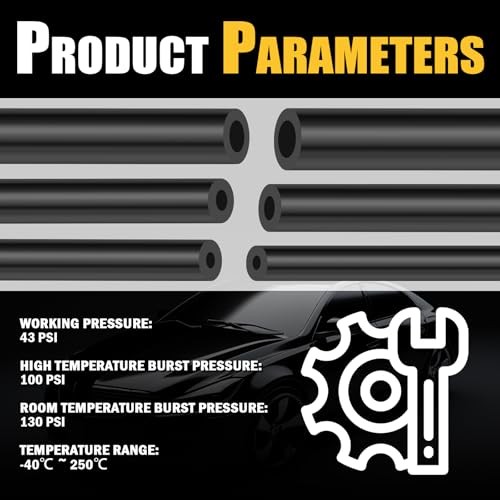 6PCS 5Ft Silicone Vacuum Hose Automotive Kit,ID 1/8&Prime; 5/32&Prime; 3/16&Prime; 1/4&Prime; 5/16&Prime;