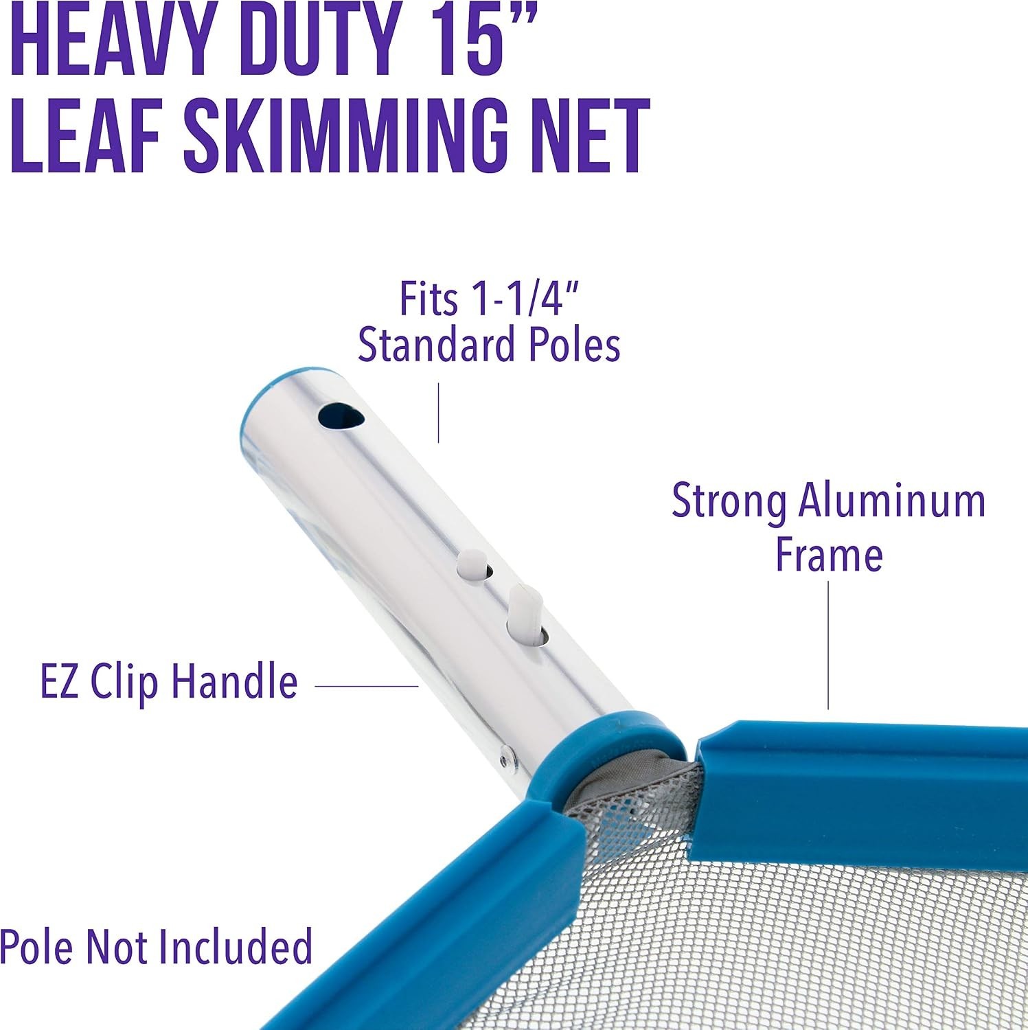 Professional 15&Prime; Leaf Skimmer Net for Pools – Durable & Easy to Use