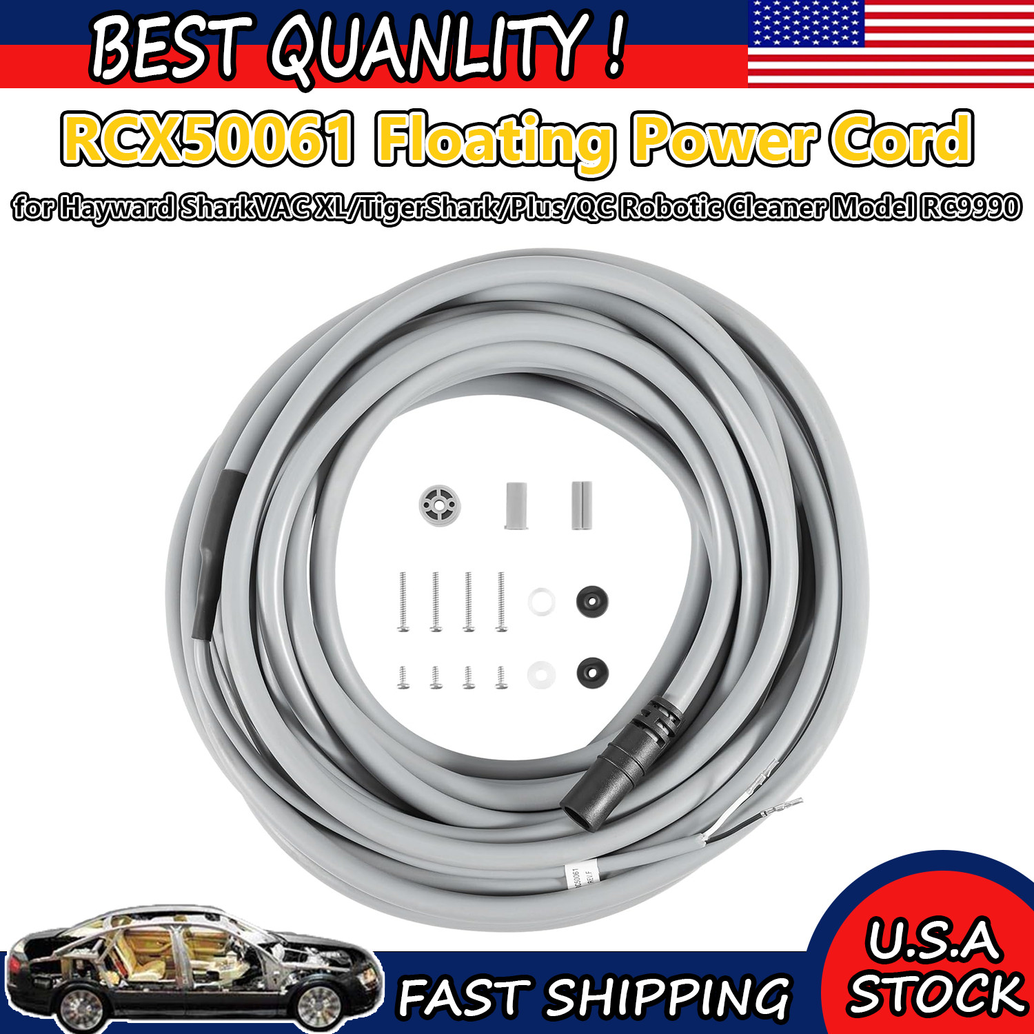RCX50061 Floating Power Cord Assembly for Hayward Tigershark QC Robotic Cleaner