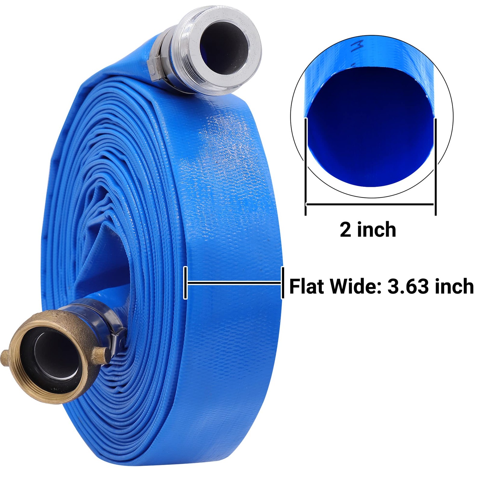 Wellrise 2 X 100Ft Pool Backwash Hose Aluminum Pin Lug Fittings Heavy Duty