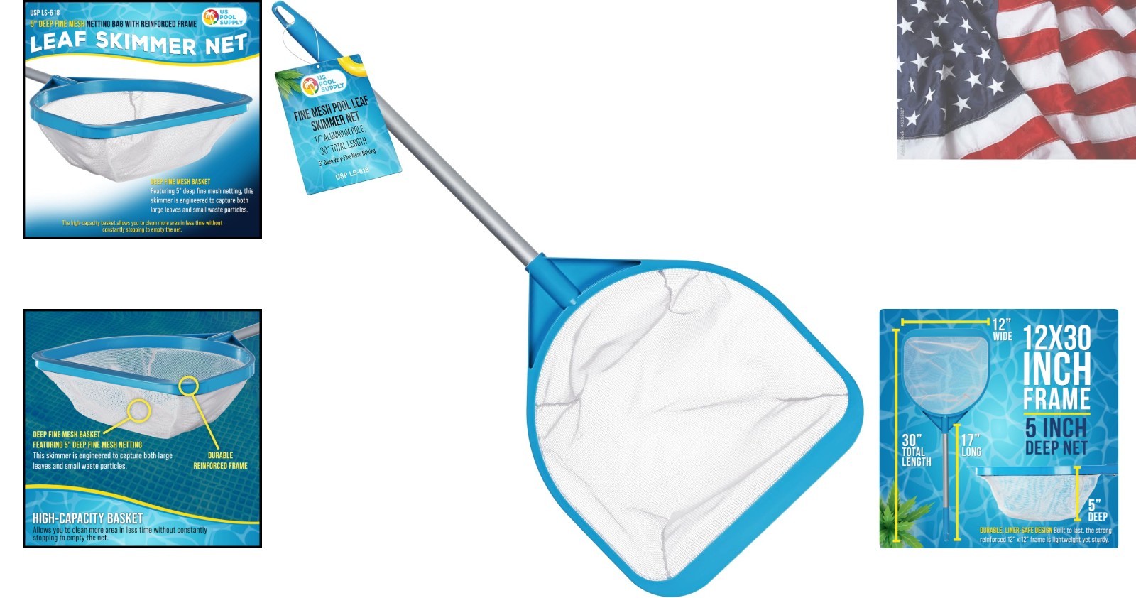 Pool and Spa Skimmer Net with Pole, 30&Prime; Long Handheld Fine Mesh Pool Skimmer …