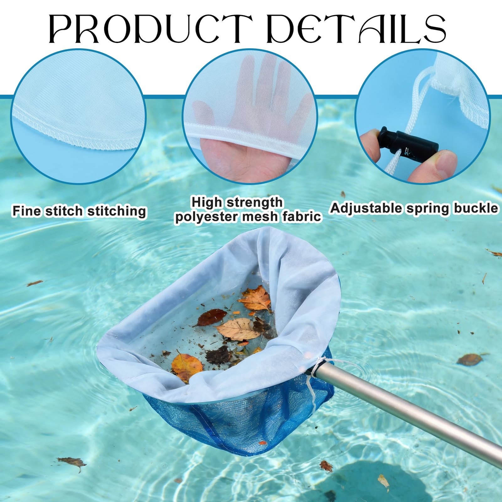 « 3Pack Adjustable Mesh Pool Skimmer Nets for Leaf Rake Cleaning 26×22 Inch »