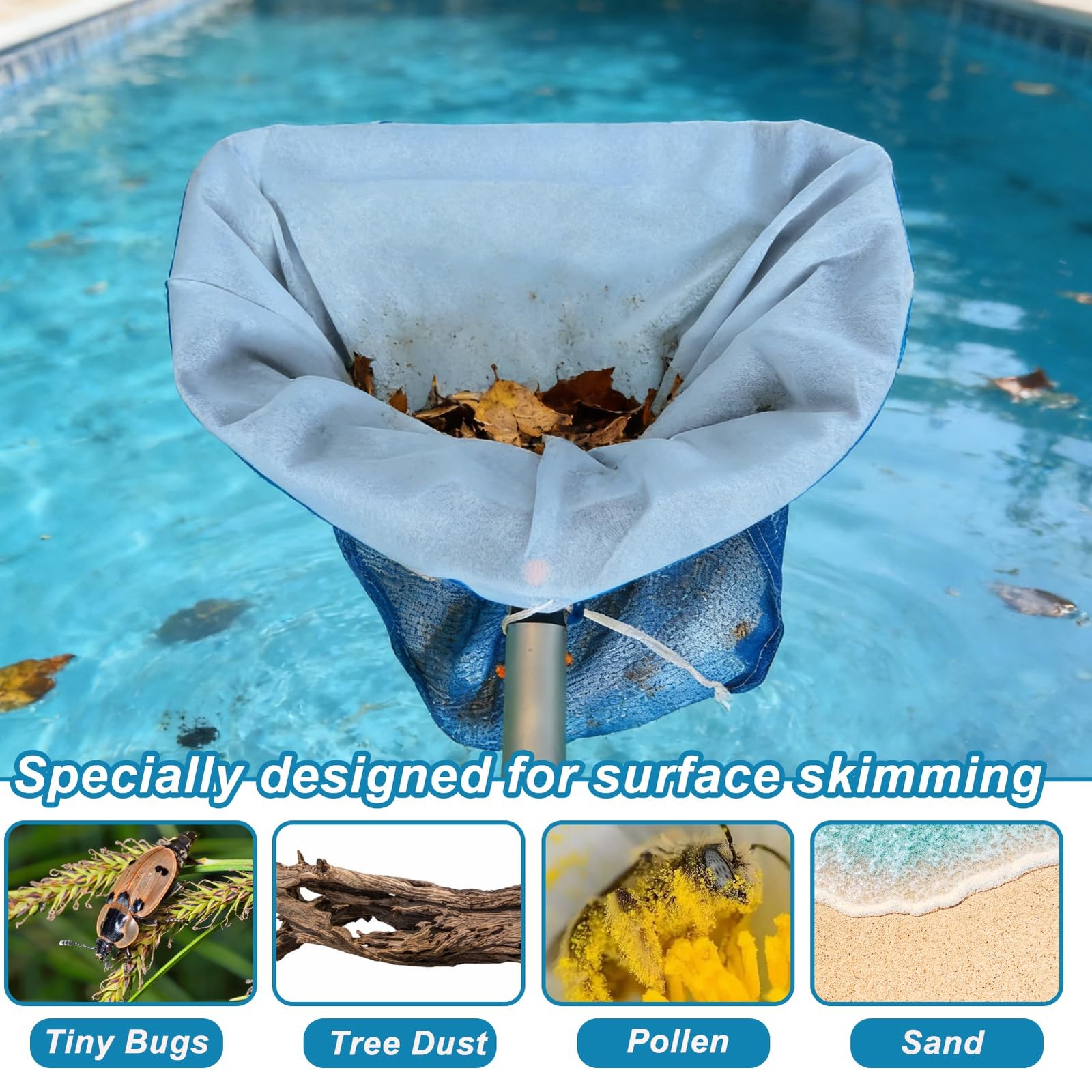 « 3Pack Adjustable Mesh Pool Skimmer Nets for Leaf Rake Cleaning 26×22 Inch »