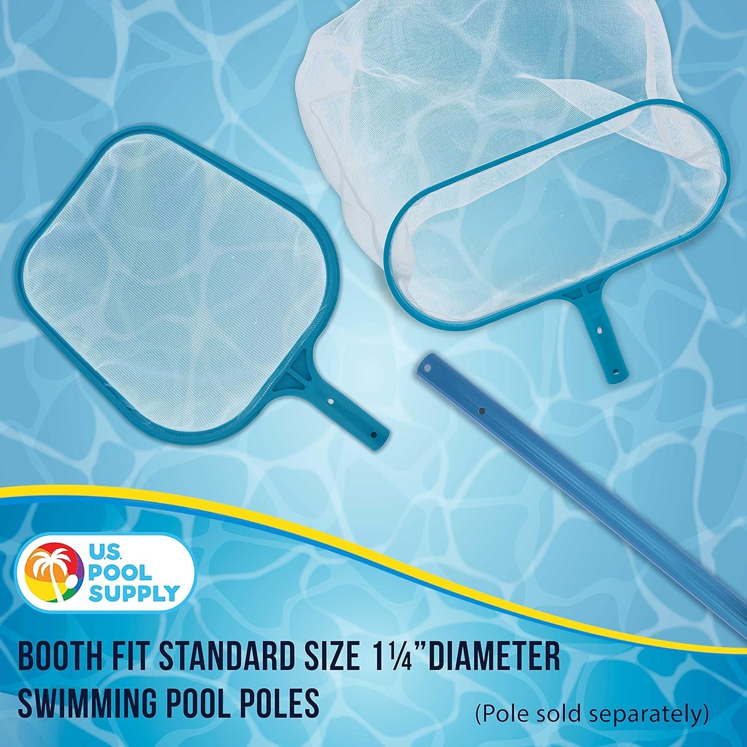 Blue Pool Leaf Skimmer and Rake Combo: Safe for All Pool Types, Easy to Use