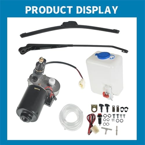 12V Electric Motor Windshield Wiper with Washer Pump Kit Replacement for