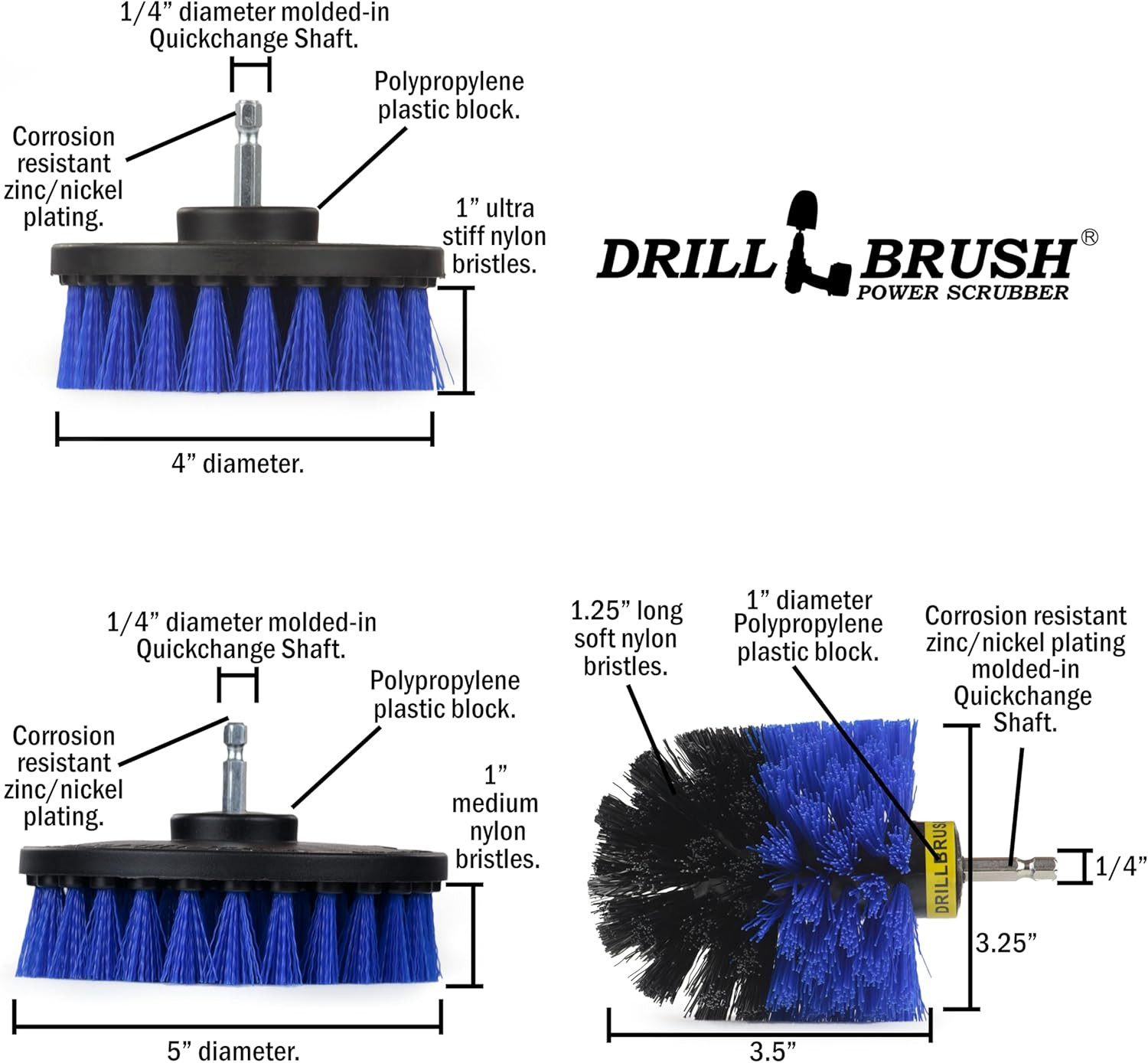Pool Accessories – Cleaning Supplies – Drill Brush – 5 Piece Spin Brush Pool Cle