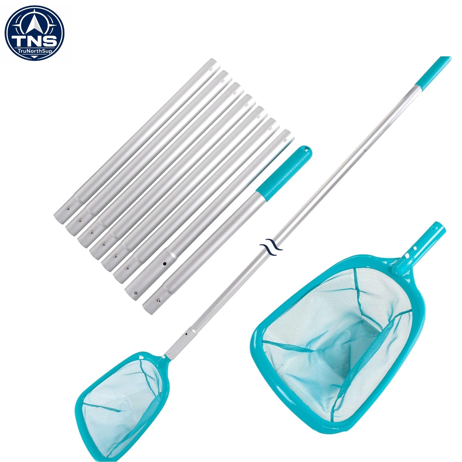 Adjustable 11.5 Ft Pool Skimmer Net with 8-Section Pole for Effortless Cleaning