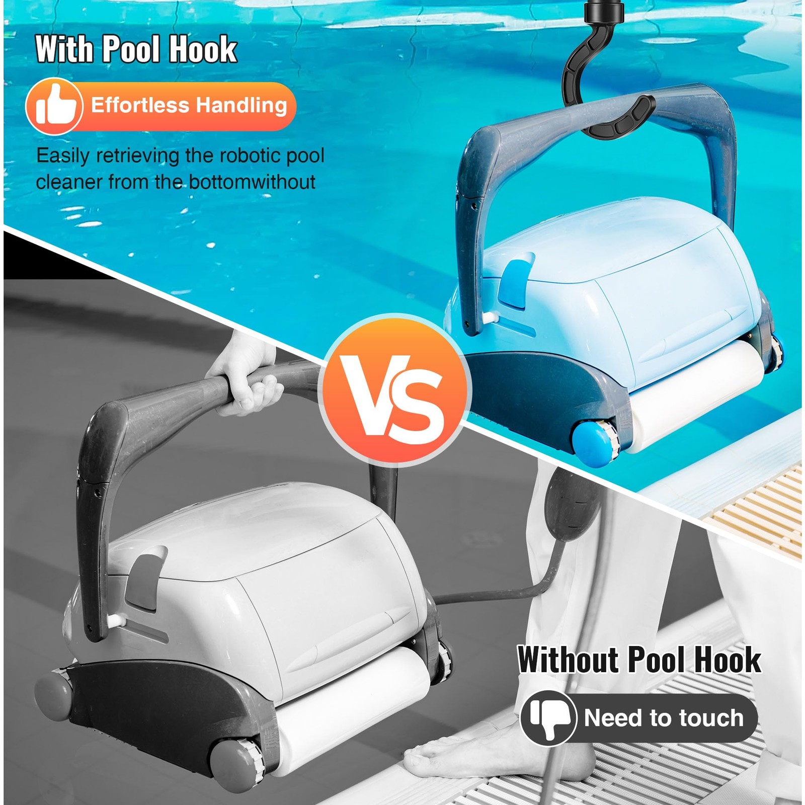 Pool Robot Retrieval Hook for All Robotic Cleaners Universal Attachment
