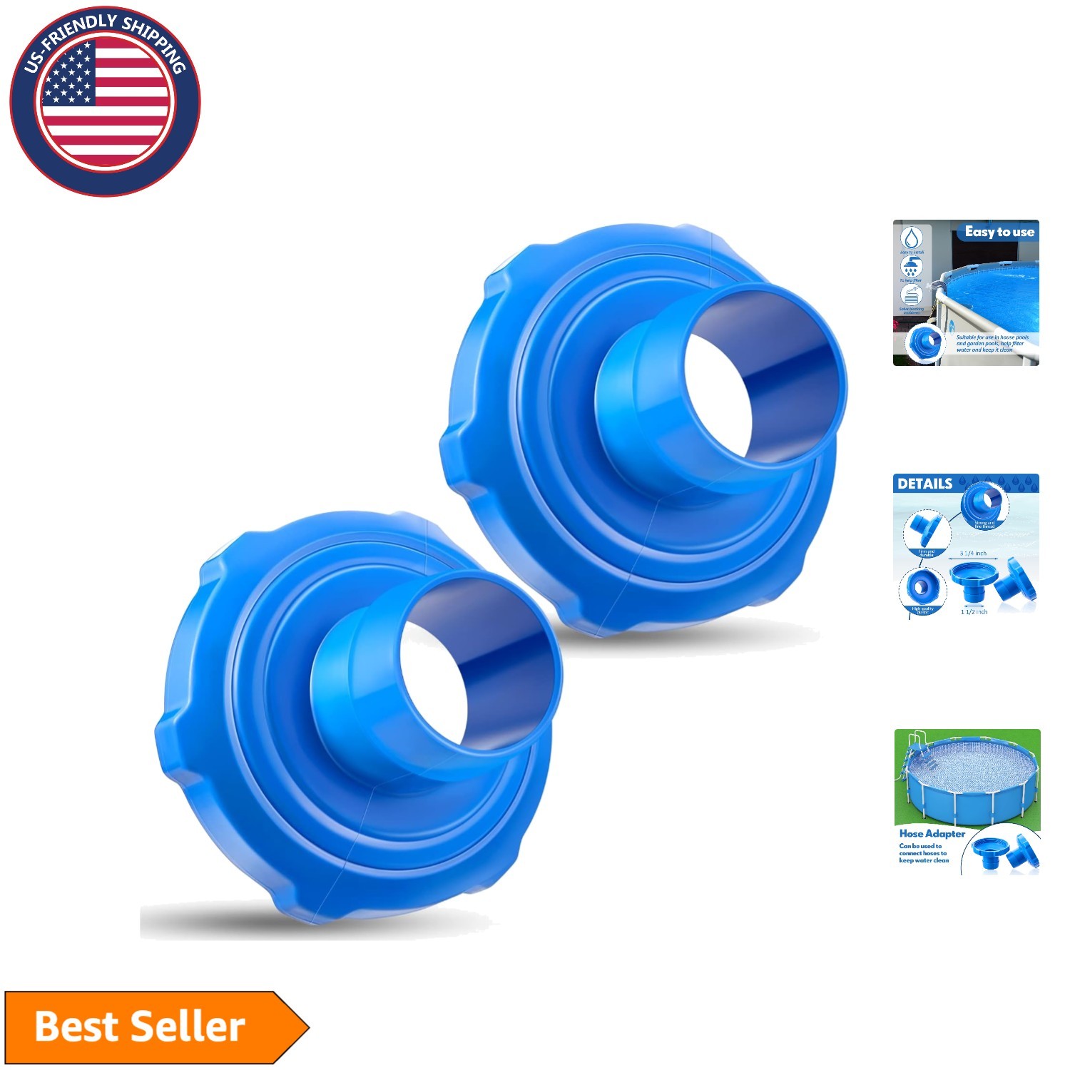 Blue 2-Pack Pool Vacuum Hose Adapters for Above Ground Pools
