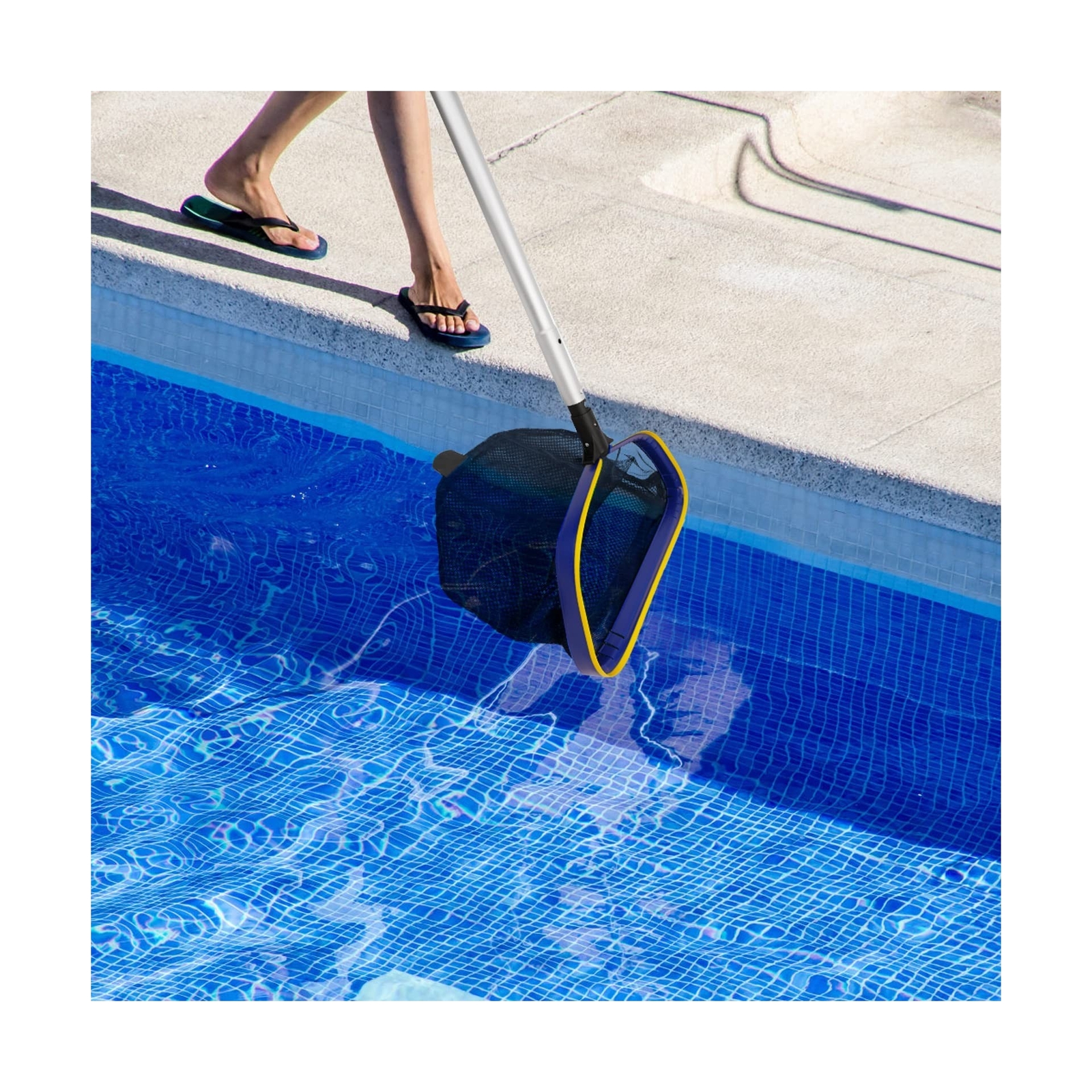 Poolvio Pool Deep Skimmer Net with 3ft – 10ft 1.0mm Thick Adjustable Telescop…