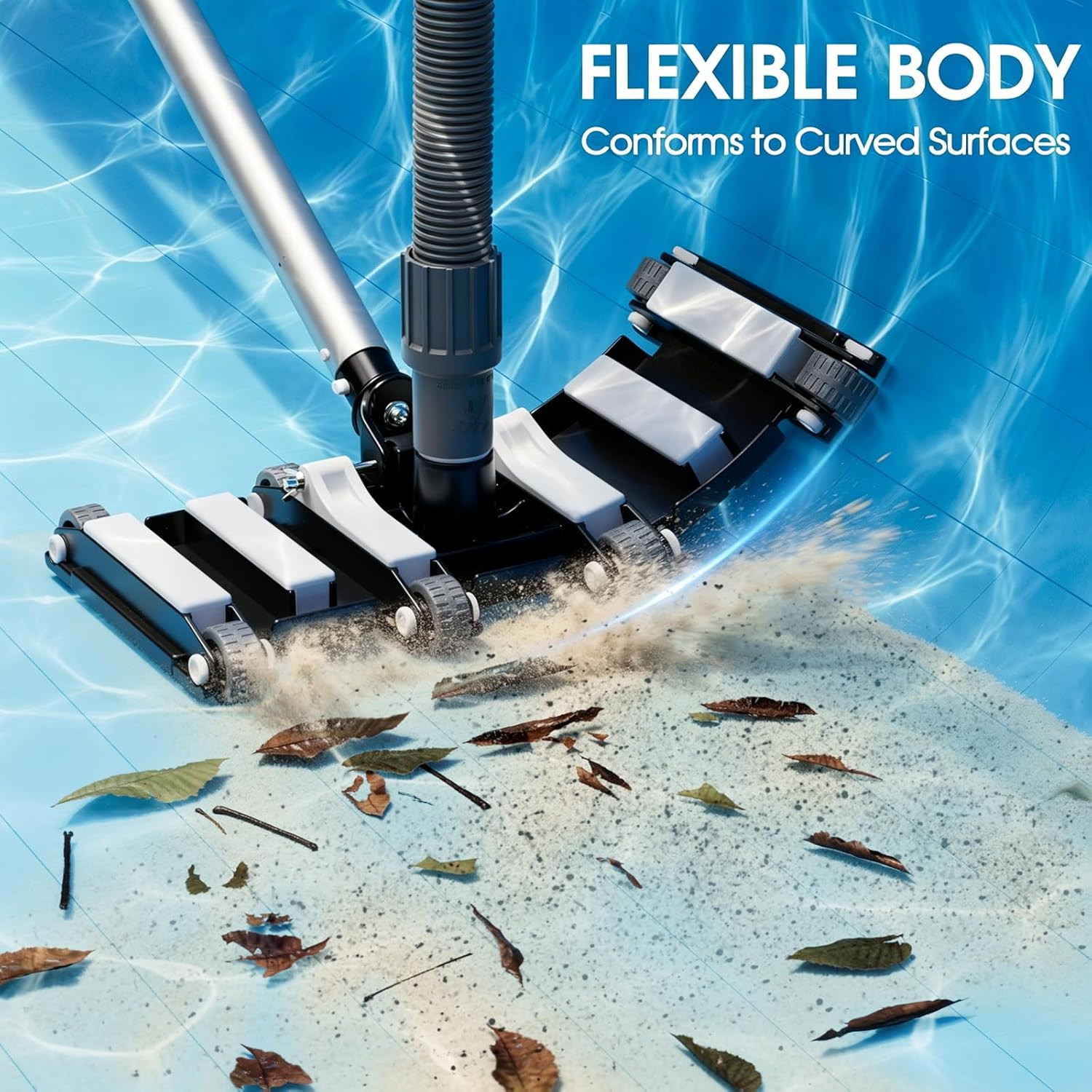 4.4LB Weighted Pool Vacuum Head with Direction Control Handle, Debris Flow Defle