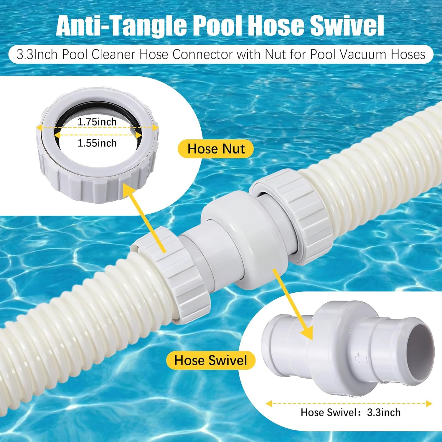 3 Pack 9-100-3102 Replacement Pool Hose Compatible with Polaris 360, 6-Ft Cuffle