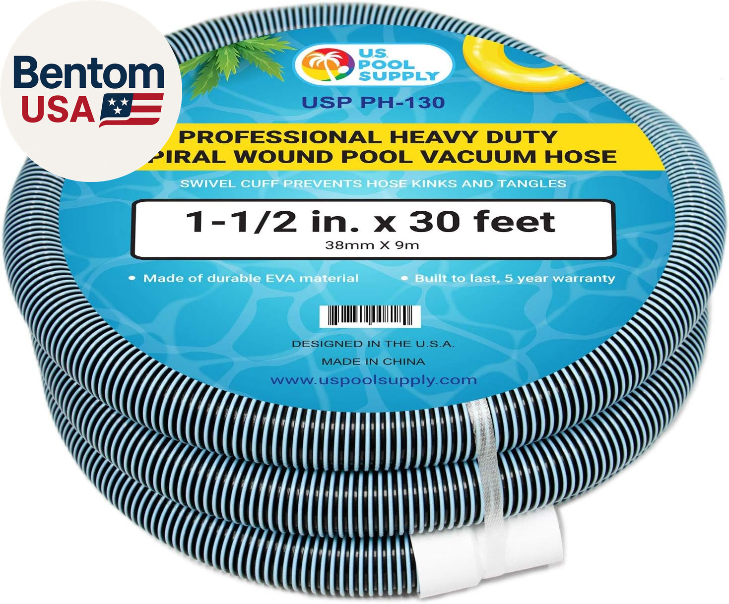 Pool Vacuum Hose – 1-1/2&Prime; X 30&prime; Professional Heavy Duty Pool Hose for Inground,
