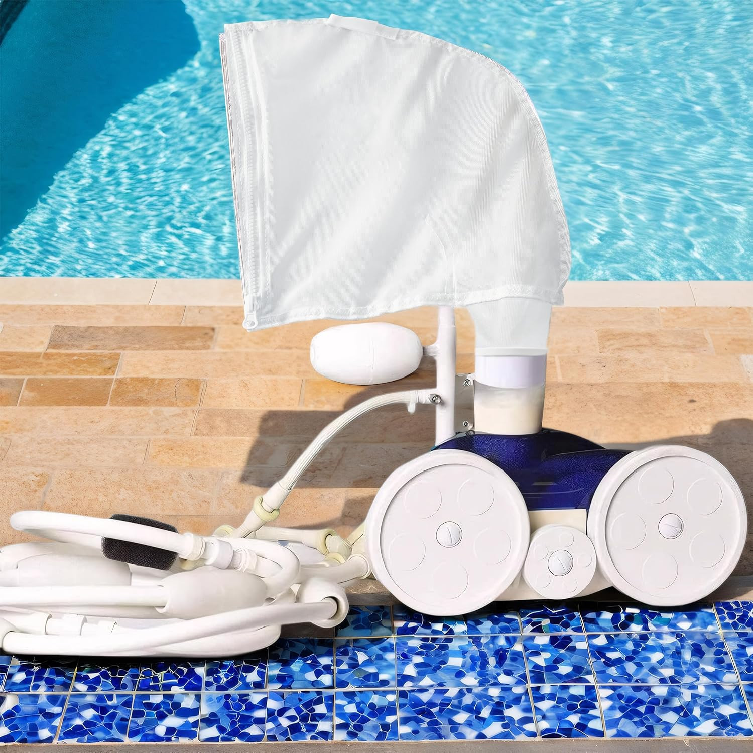 Pool Cleaner Bags, 4 Pack Pool Sweep Bag, Nylon Mesh Pool Vacuum Bag Replacement