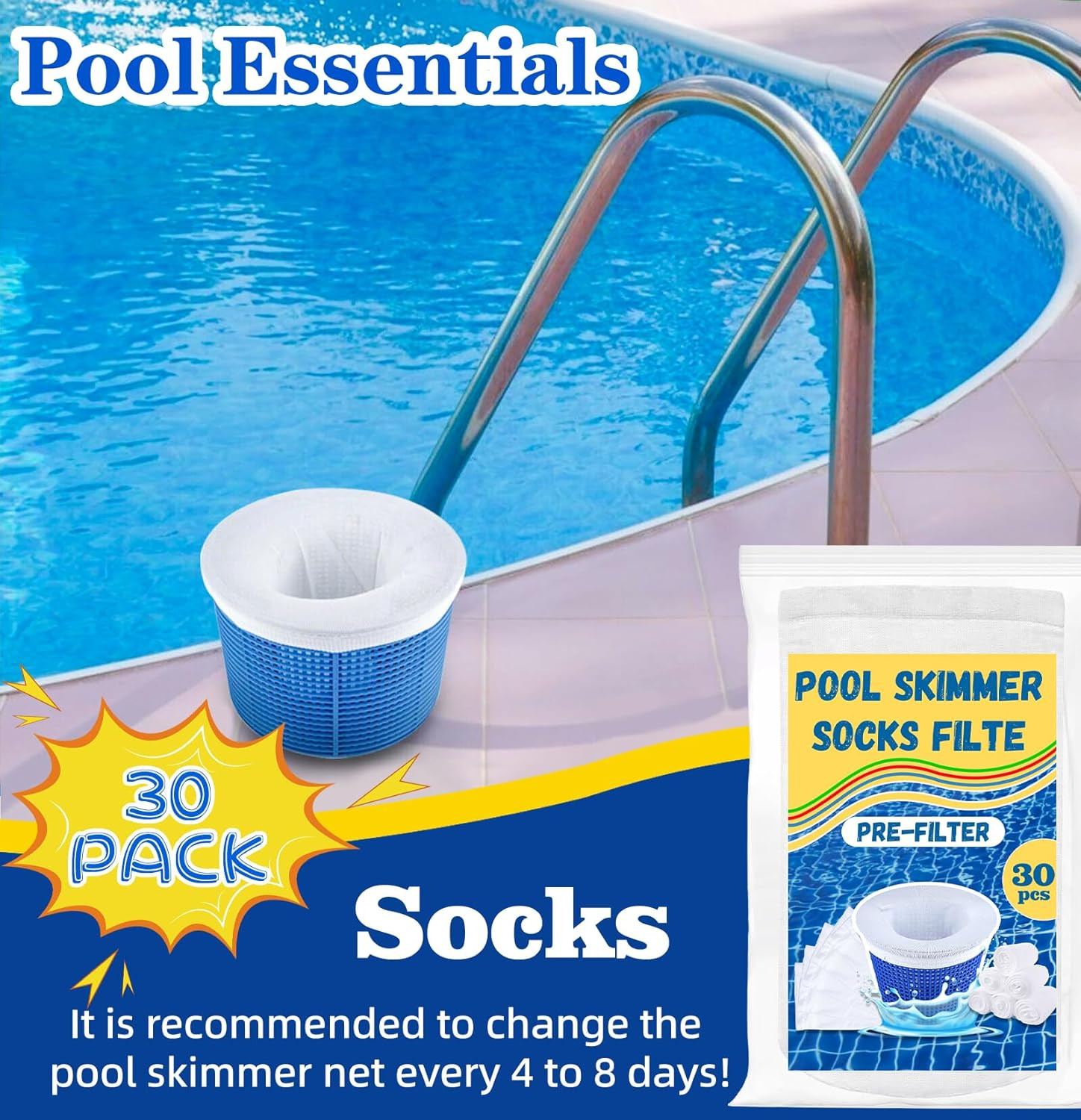 30 Pack Pool Skimmer Socks,Pool Filter Socks for Skimmer Basket for above Ground