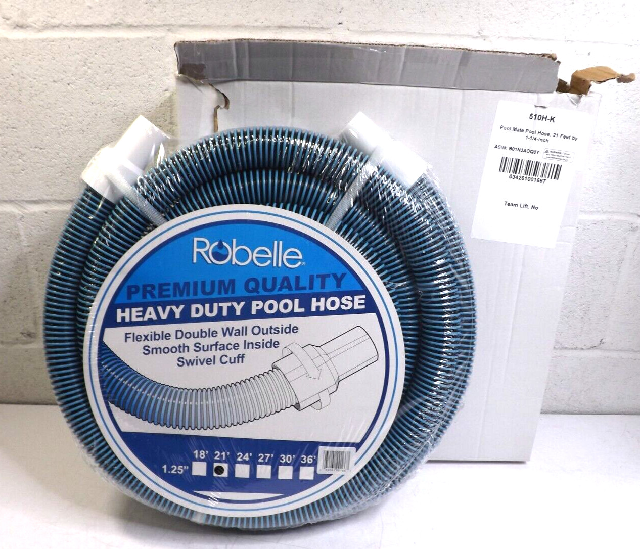 Robelle Spiral Vacuum Swimming Pool Cleaner Hose – 21&prime; x 1.25&Prime;