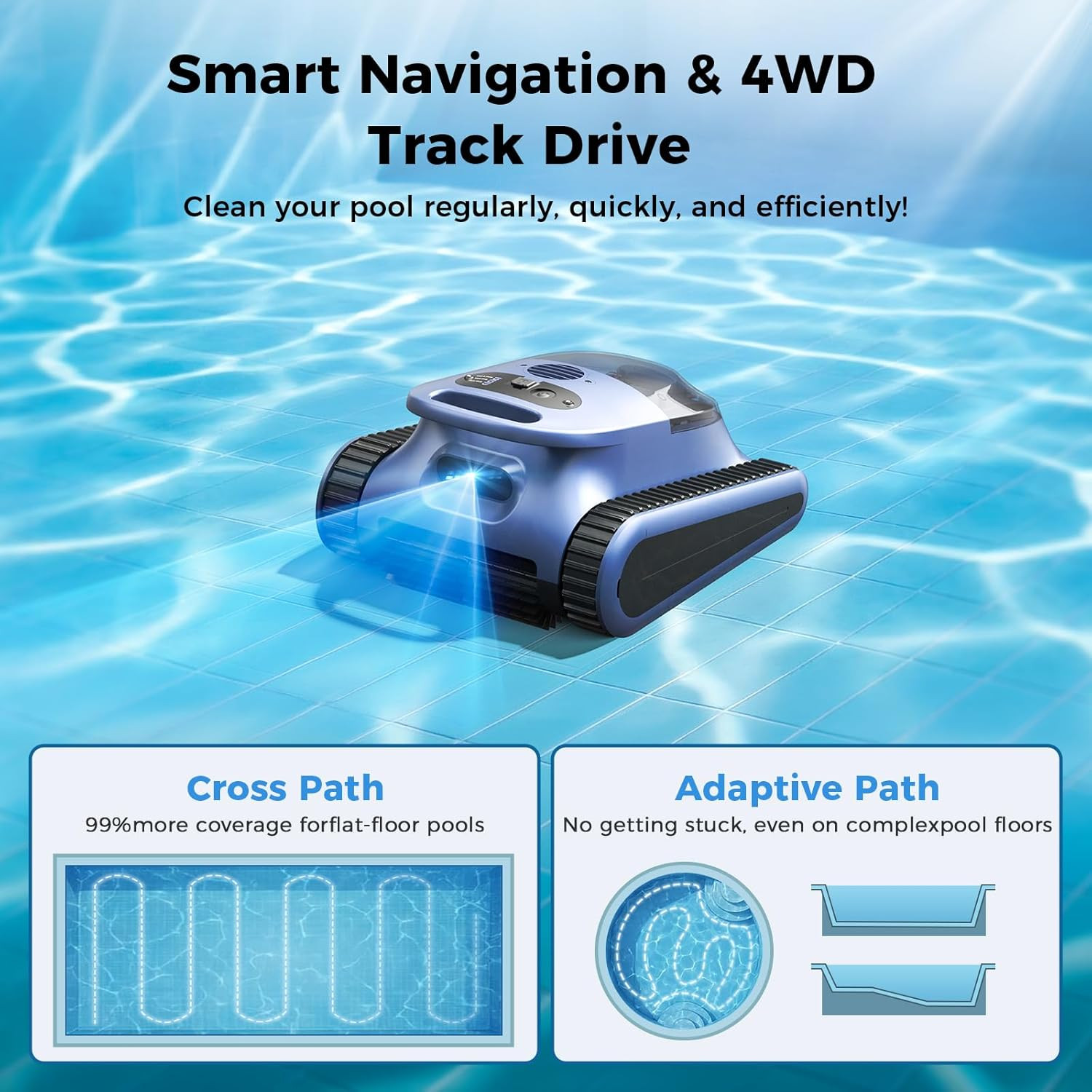 Cordless 3-in-1 Robotic Pool Cleaner for Inground Pools, 180Min Run Time