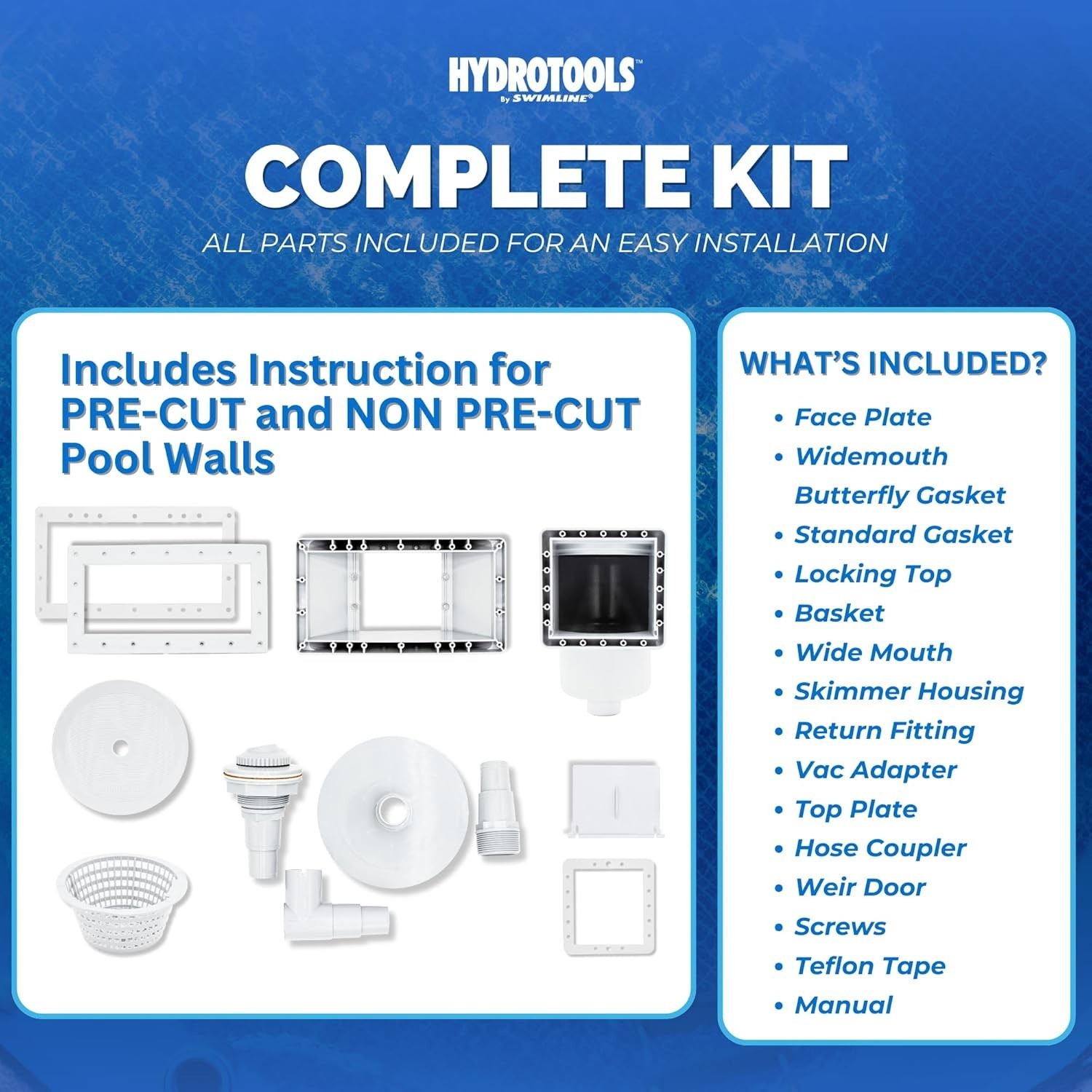 SWIMLINE HYDROTOOLS Standard Thru-Wall Above Ground Pool Skimmer Kit With WATER