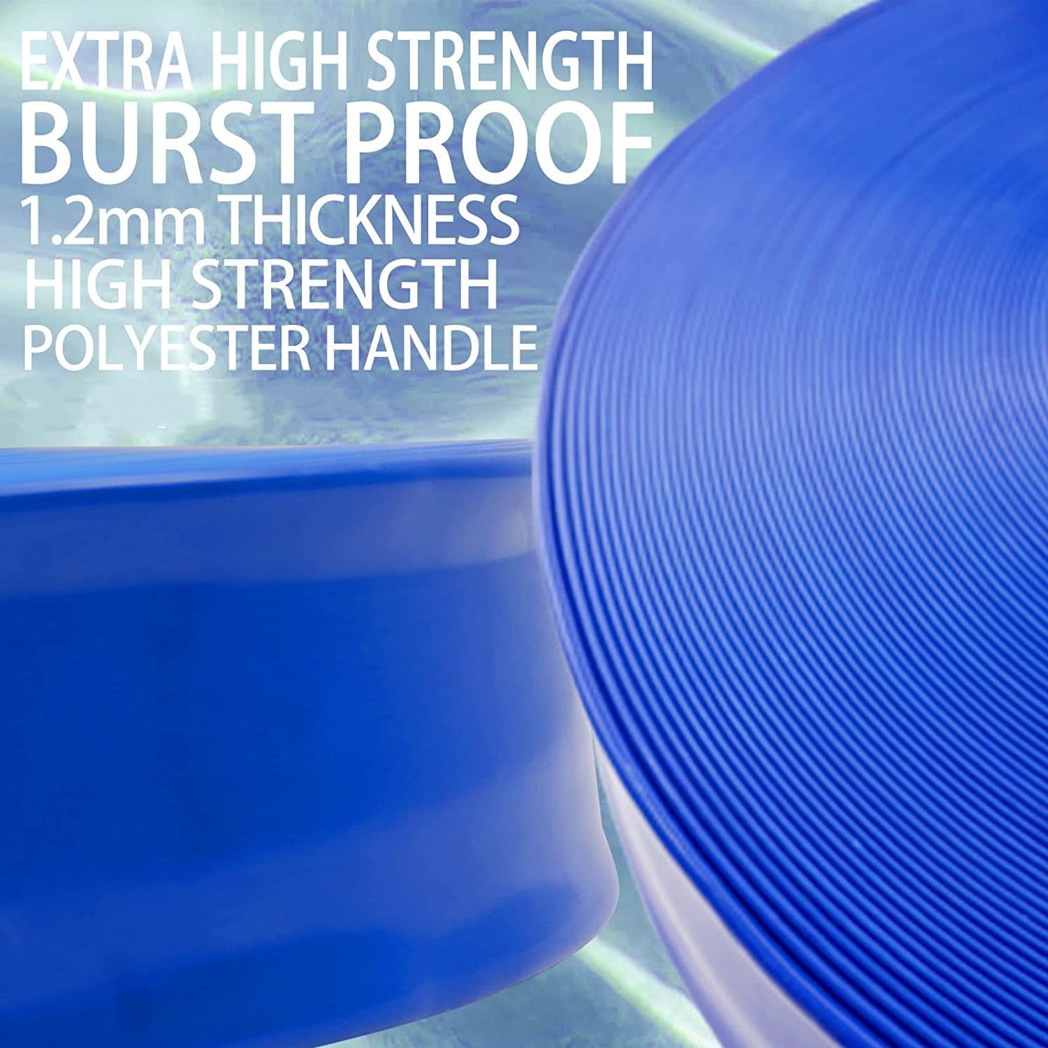 Poolvio 1-1/2&Prime; x 100&prime; Professional Blue Backwash Hose x 100 ft,