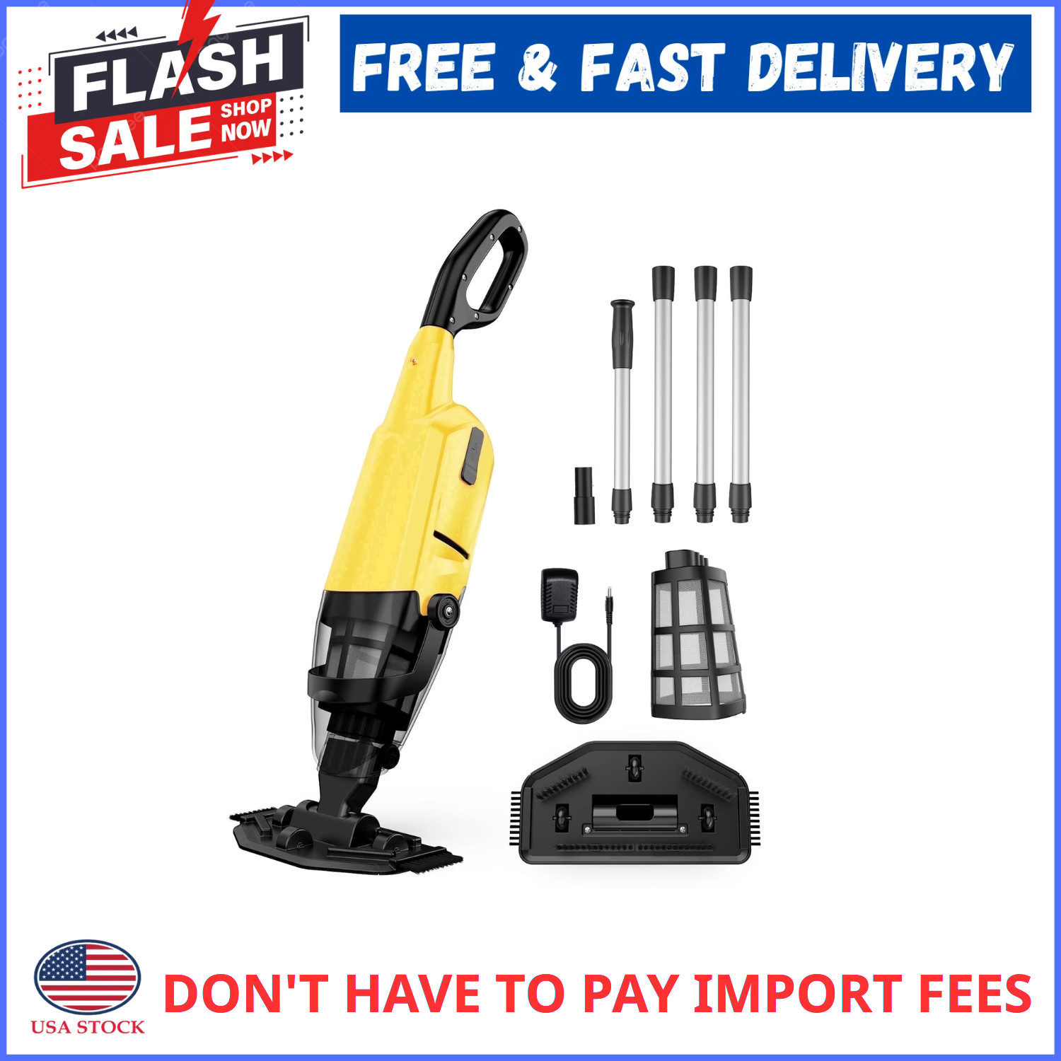 Efurden Cordless Handheld Pool Vacuum 60-Min Cleaner Above Ground Spa Hot Tub