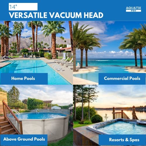 Pool Vacuum Head with Wheels & Hose Adapter, 14&Prime; Professional Grade,