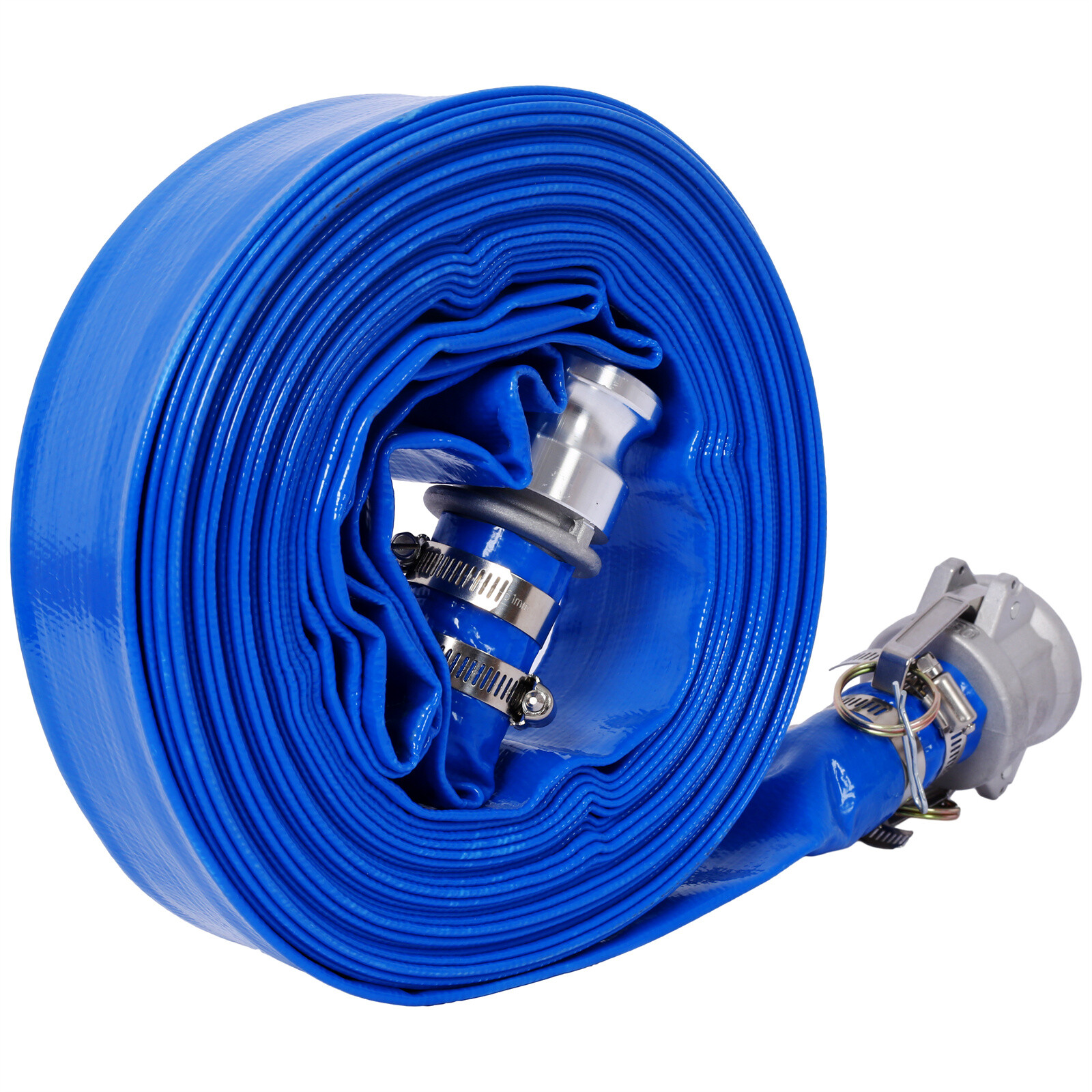 Discharge Hose 1.5&Prime;x 50FT PVC Lay Flat Hose Backwash Drain Hose with Clamp Lock