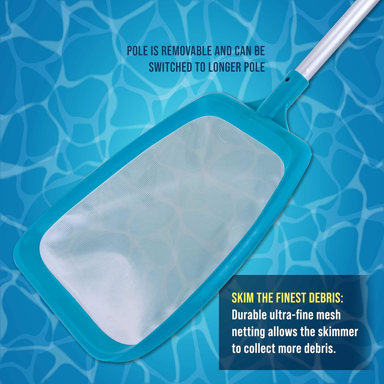 Pool Leaf Skimmer Net with 17&Prime; Pole Fine Mesh for Hot Tub Spa Kiddie Inflatable