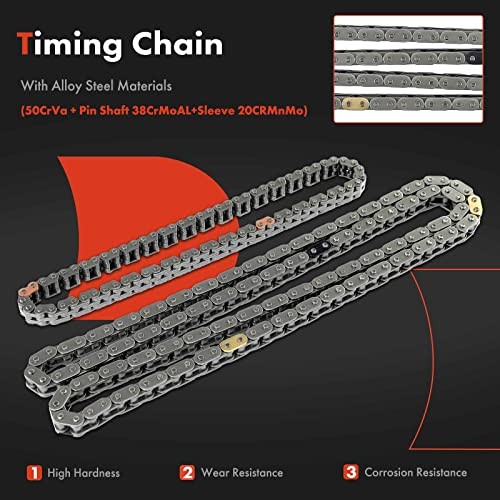 Engine Timing Chain Kit W/Tensioner [fits DOHC, 4Cyl 2.4L] Compatible with