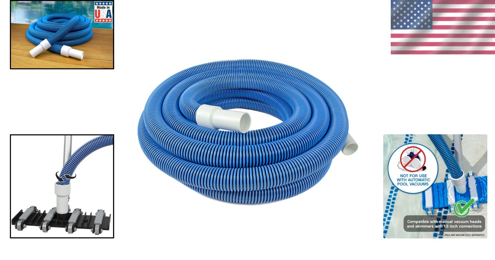Manual Pool Vacuum Hose – 40 Ft, Not for Automatic Cleaners