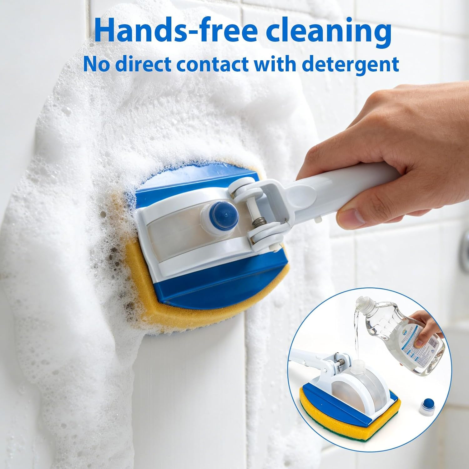 Handheld Pool Scrub Brush with a Replacement Sponge, Pool Must Have Scouring Spo