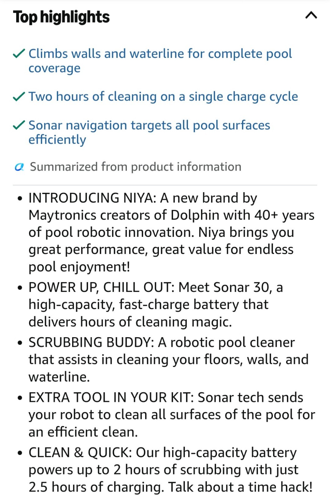 Niya Sonar 30 Cordless Robotic Pool Cleaner
