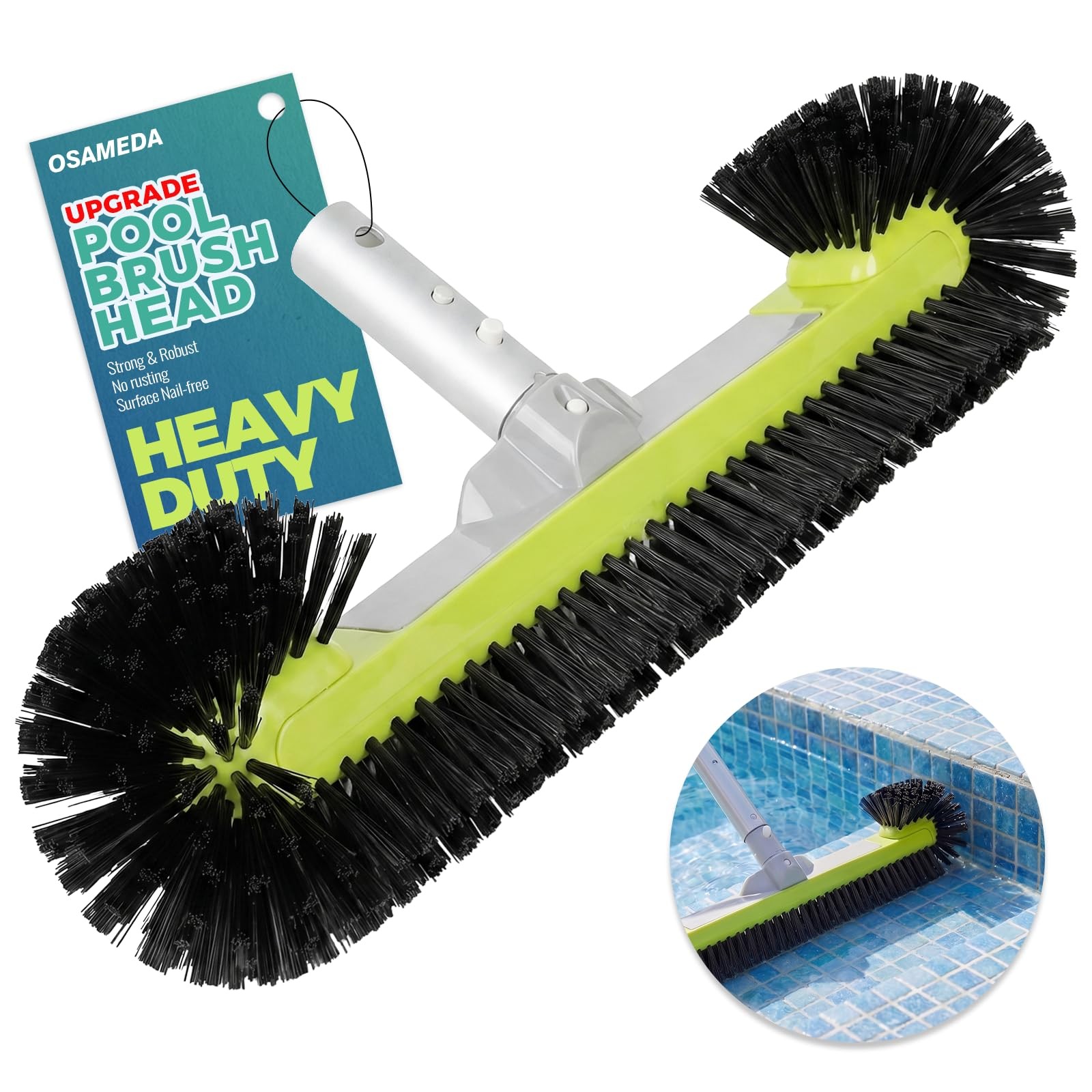 Pool Brush Head for Cleaning Walls with Hemispherical Bristles, Heavy Duty In…