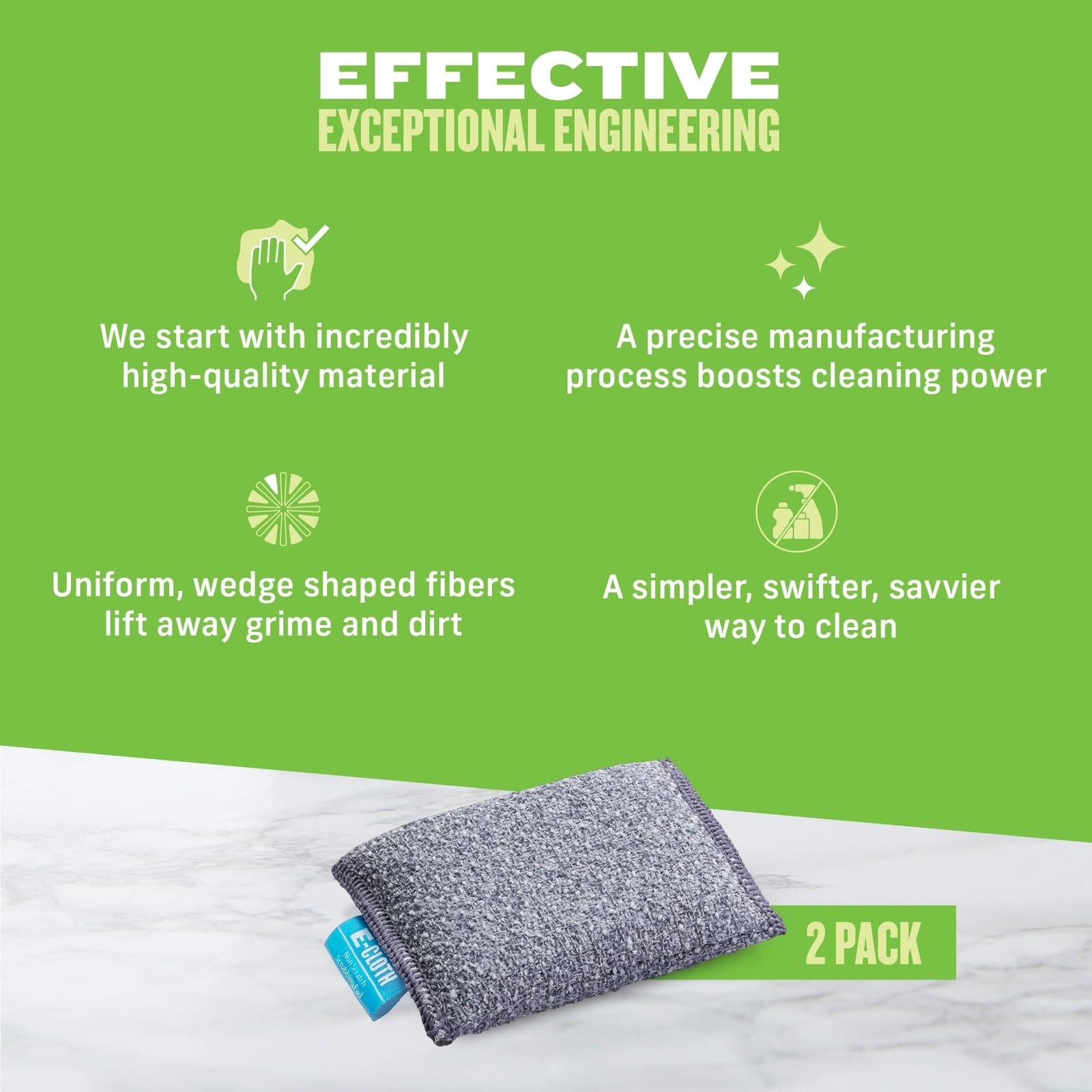 Microfiber Non-Scratch Scrubbing Thick Pads 2-Pack, Washable, Streak-Free Clean