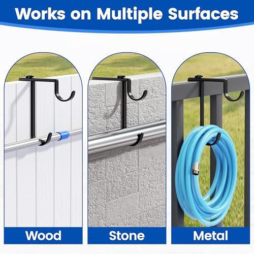 2pcs Double Pool Pole Hooks, Adjustable Thickened Panel Pool Fence Black