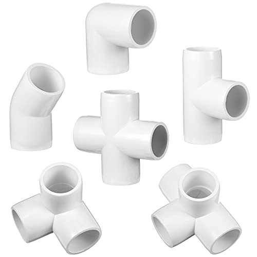42 Pieces PVC Pipe Fittings Elbow Set Tent Connection Tee Heavy Duty 1/2 Inch