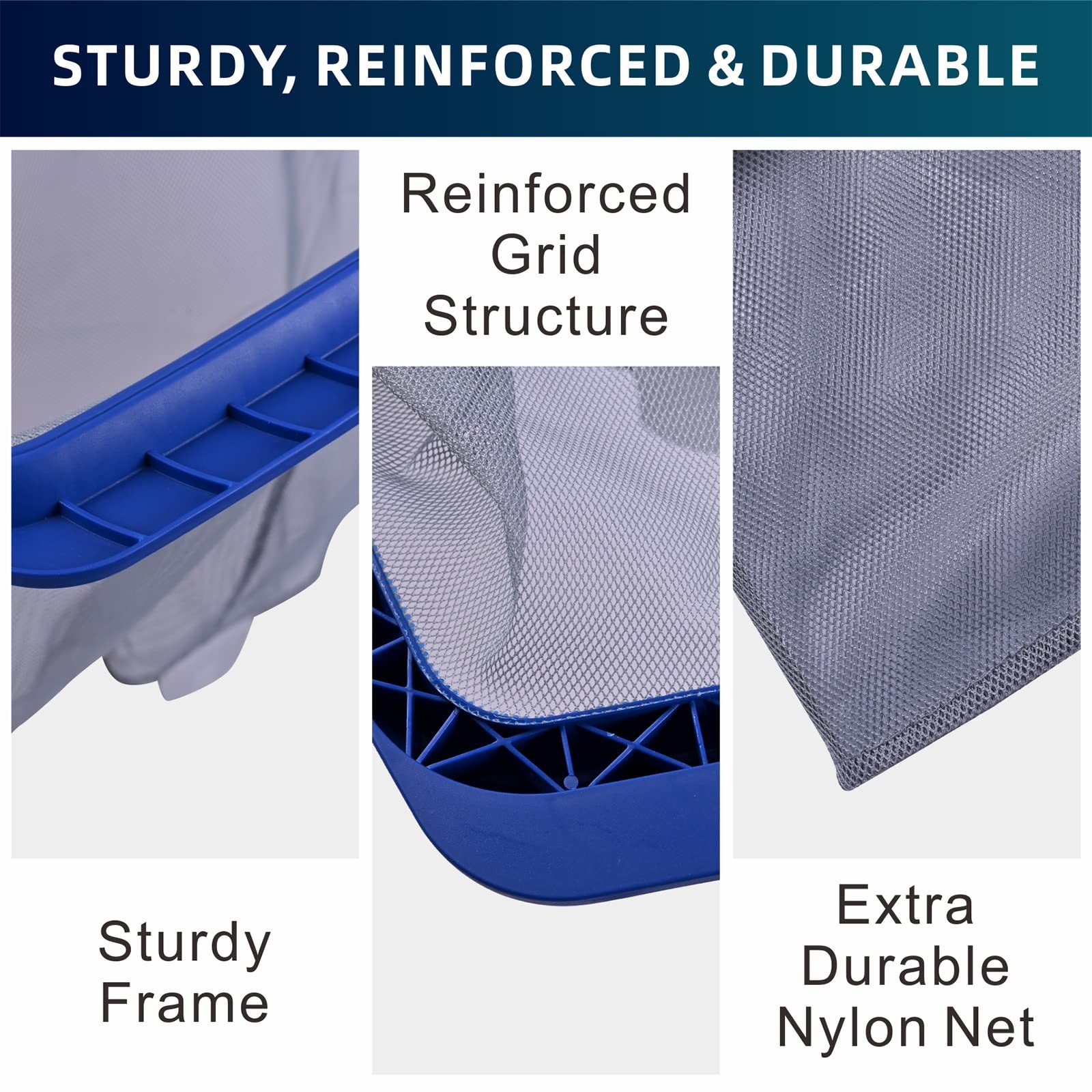 Large Capacity Pool Skimmer Net with Durable Frame for Effortless Cleaning