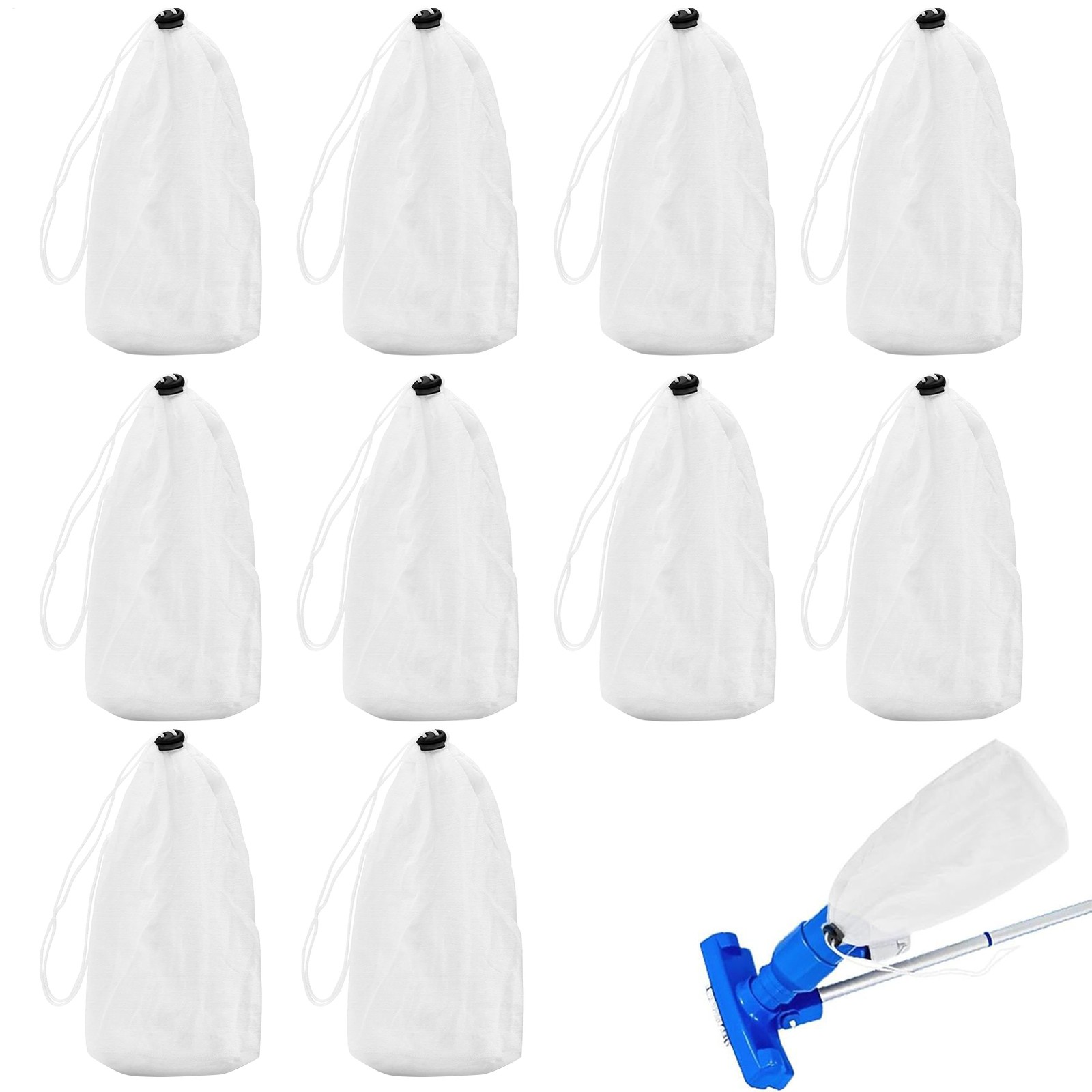 10* Pool Vacuum Filter Bags Pool Leaf Vacuum Cleaner Fine Mesh Nylon Pouch