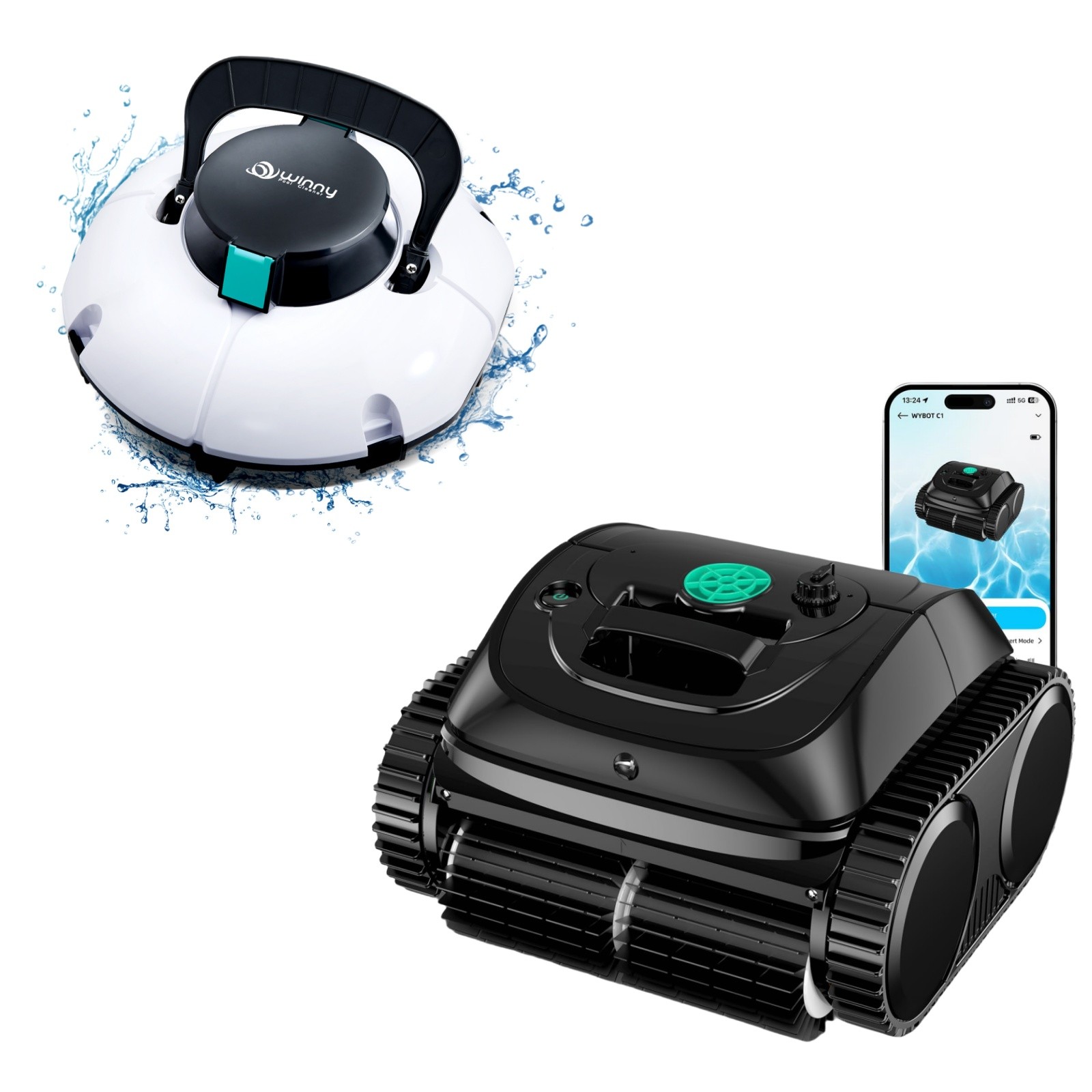 WYBOT C1 Wall Climb Robotic Pool Vacuum Cleaner + FREE Pool Robot Cordless