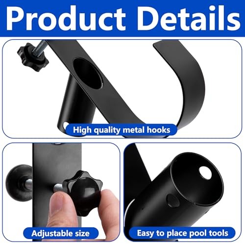 codree Pool Leaf Skimmer Net Holder – Adjustable Above 2 – Curved Black – 2 Pcs