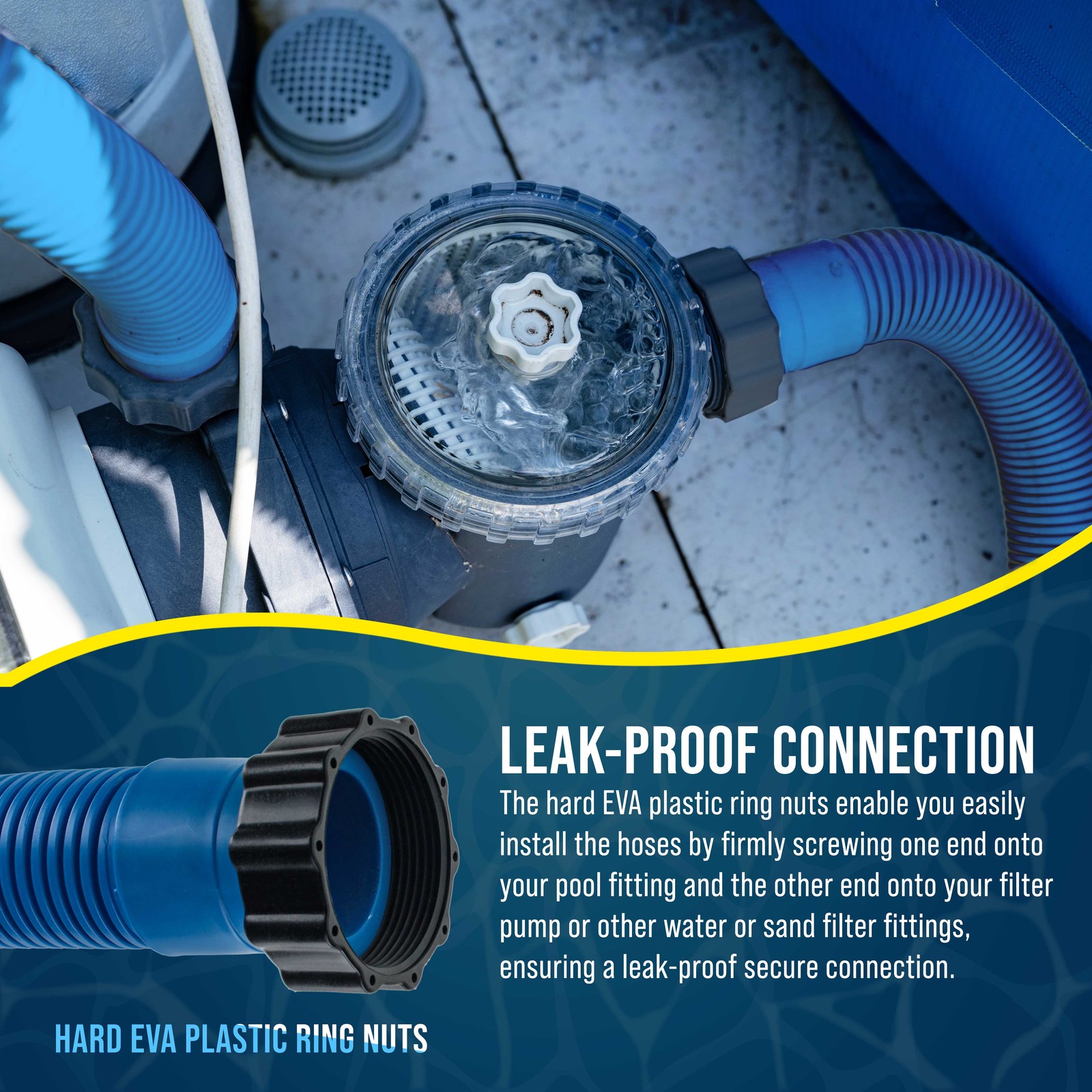 U.S. Pool Supply Above Ground Pool Hose 1.5&Prime; Diameter x 59&Prime;, Blue, 2 Pack