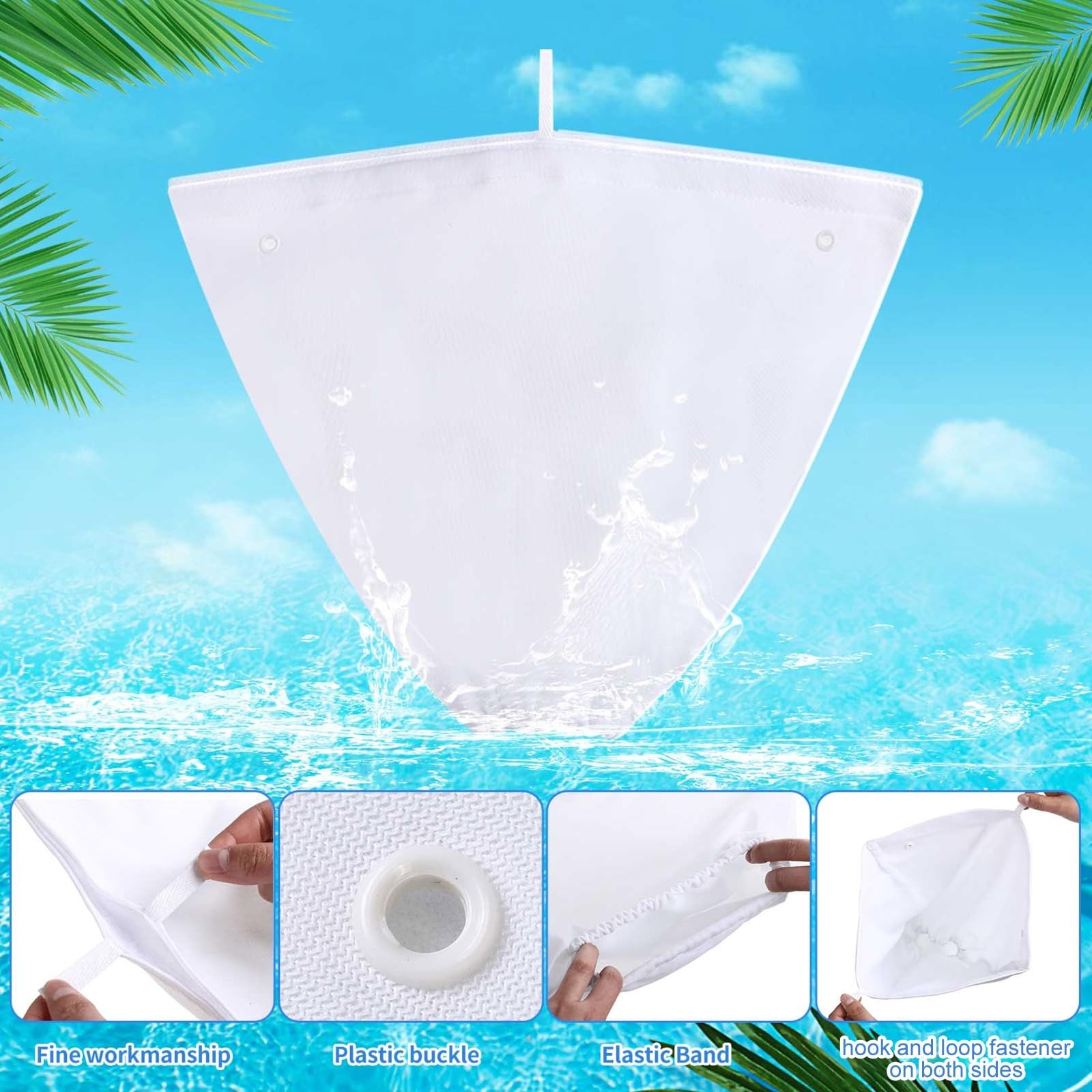 Riakrum 2 Pcs Pool Cleaner Fine Filter Bag Replacement Spa Part white