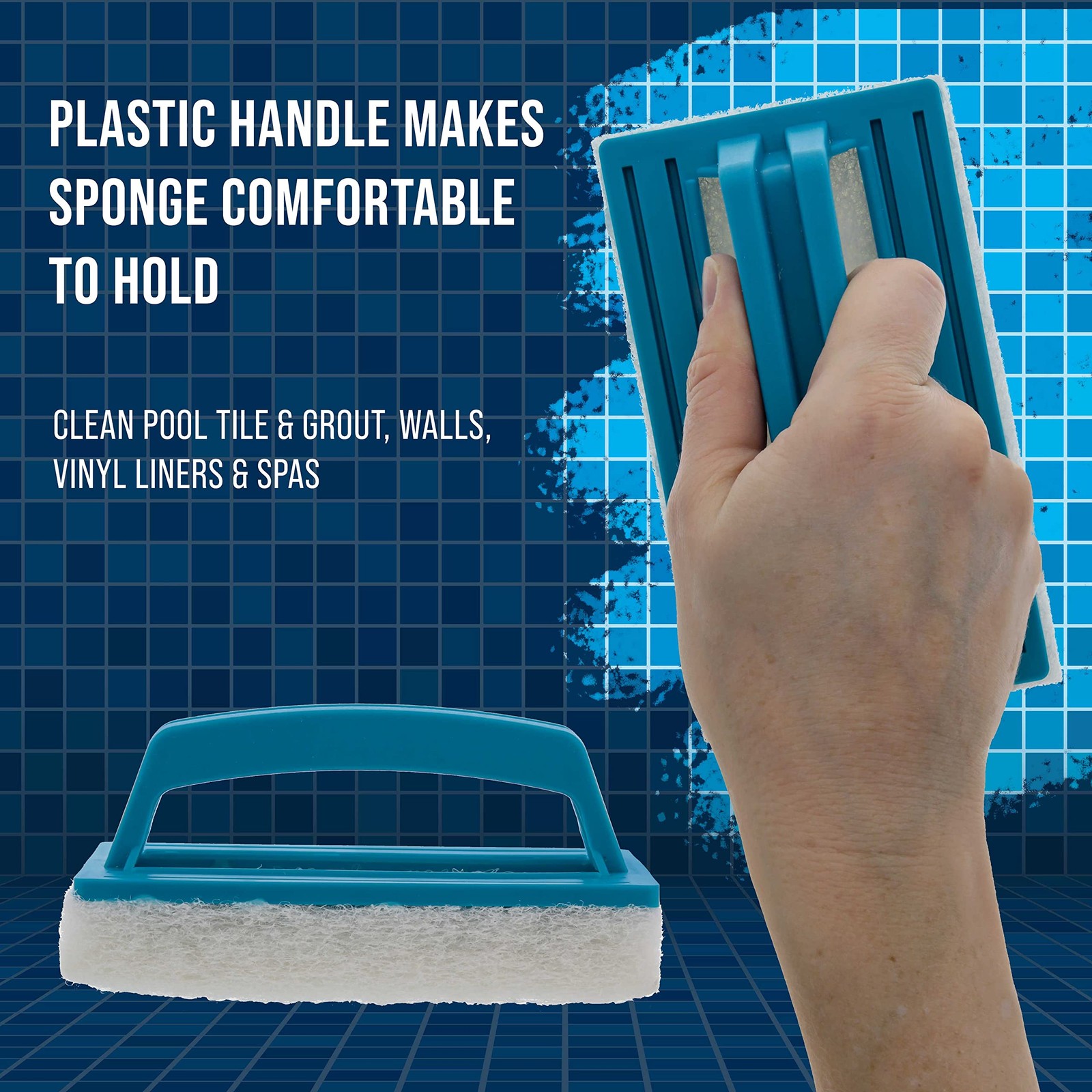 U.S. Pool Supply Hand-Held Scrub Brush, 2 Pack – Scrubbing 3×6, Blue