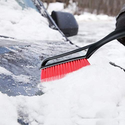 Red 27&Prime; Snow Brush & Ice Scraper with Ergonomic Foam Grip – Detachable