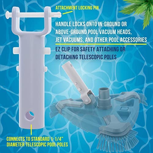 2 Premium Pool Vacuum Head Replacement Handles – Sturdy Plastic Handles with