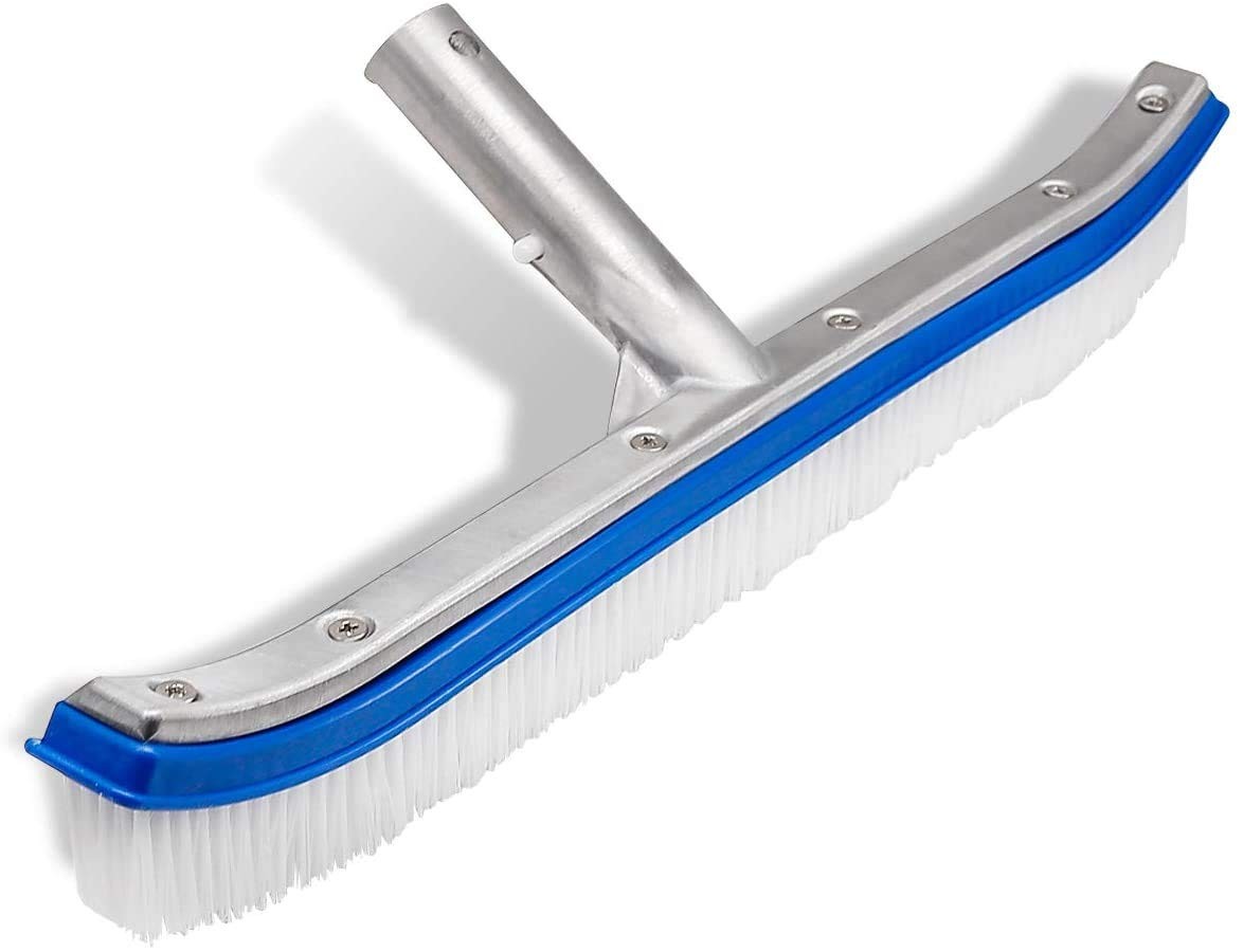 18&Prime; Vinyl Polished Aluminum Back Swimming Pool Wall & Tile Brush Head
