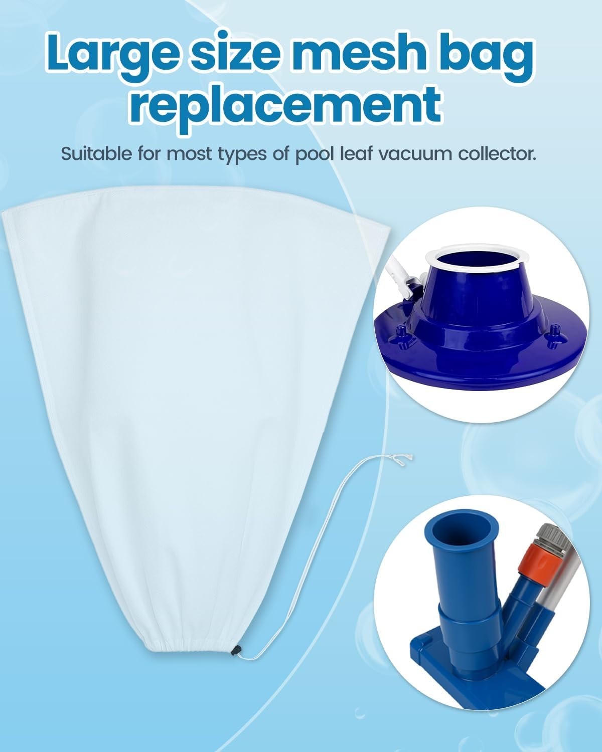 Large Size Pool Vacuum Bag Replacement 4PCS – 24x18in Fine Mesh Pool Vacuum N…