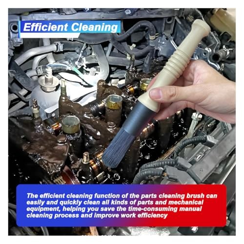 Car Parts Washer Brush, Bullet Head Parts Cleaning Brush for Beige/Black
