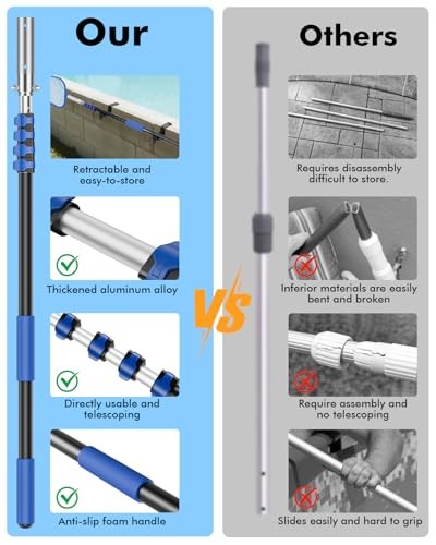 Pool Pole Telescopic 16FT Heavy Duty Upgraded Aluminum, 16 Ft 16 FT Upgrade
